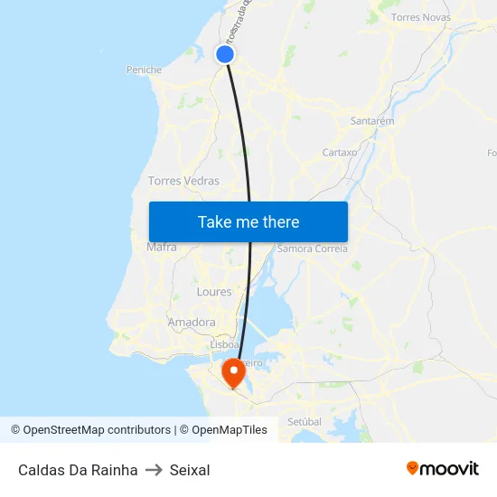 Caldas Da Rainha to Seixal map