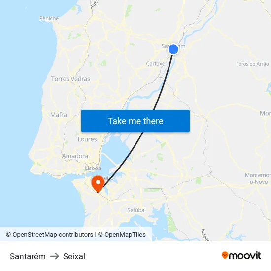 Santarém to Seixal map