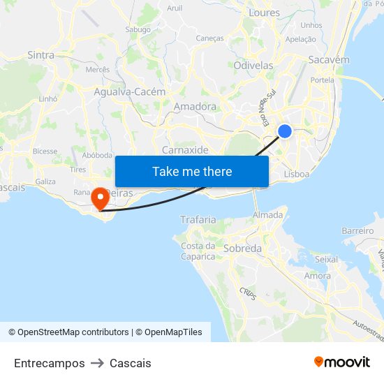 Entrecampos to Cascais map