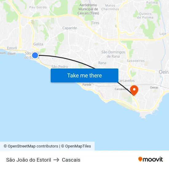 São João do Estoril to Cascais map