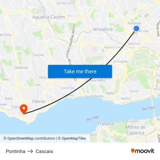 Pontinha to Cascais map