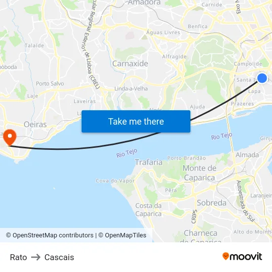 Rato to Cascais map