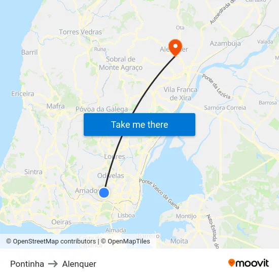 Pontinha to Alenquer map