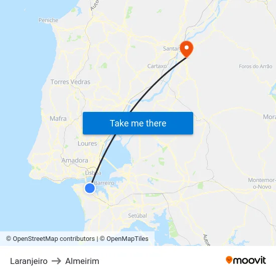 Laranjeiro to Almeirim map