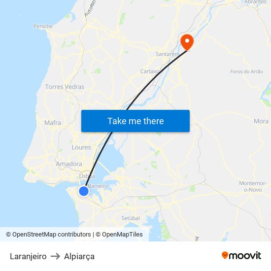 Laranjeiro to Alpiarça map