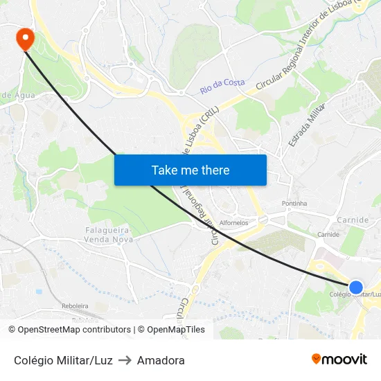 Colégio Militar/Luz to Amadora map