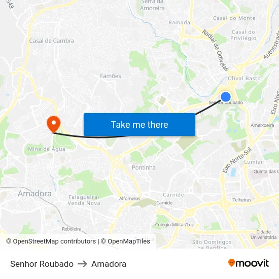 Senhor Roubado to Amadora map