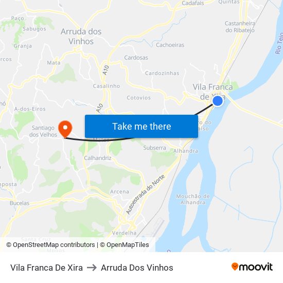 Vila Franca De Xira to Arruda Dos Vinhos map