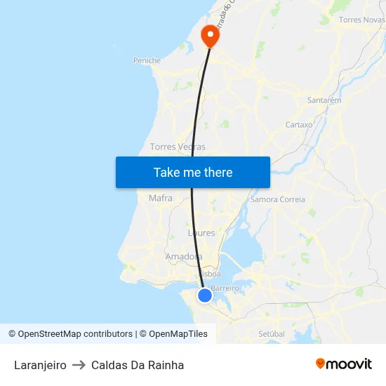 Laranjeiro to Caldas Da Rainha map
