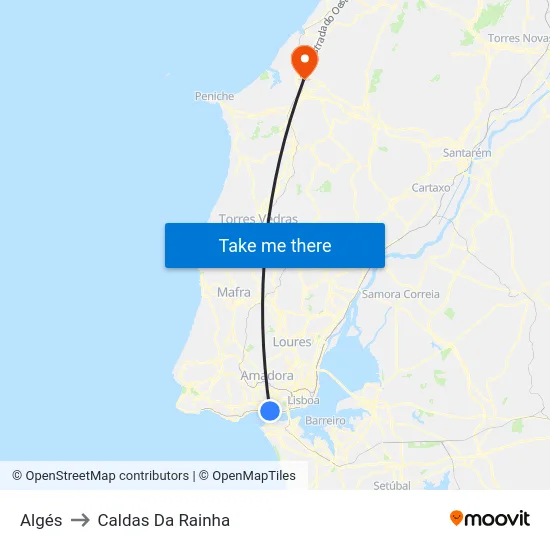Algés to Caldas Da Rainha map