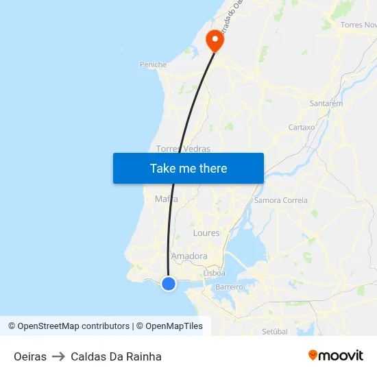 Oeiras to Caldas Da Rainha map