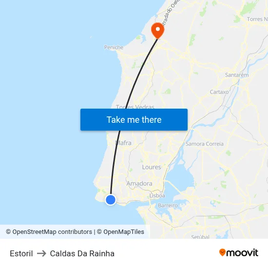 Estoril to Caldas Da Rainha map