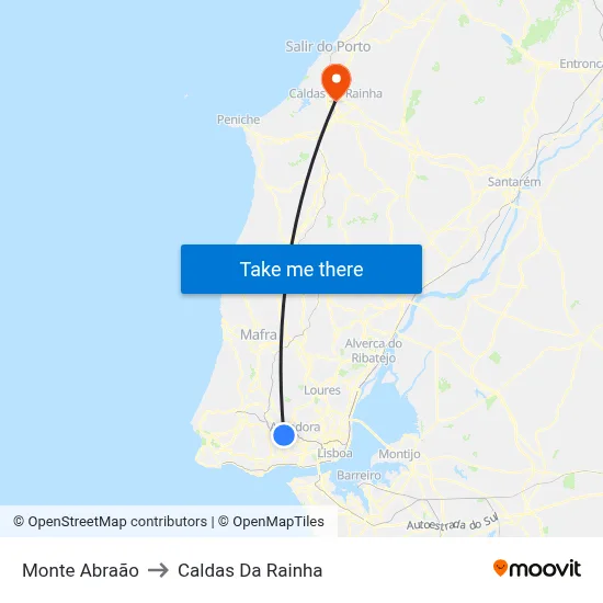 Monte Abraão to Caldas Da Rainha map