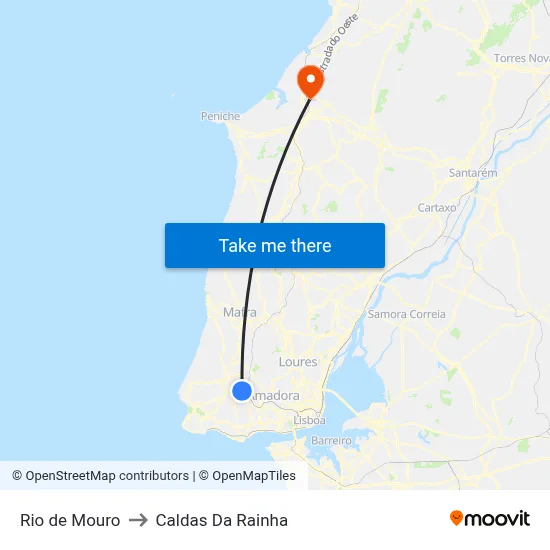 Rio de Mouro to Caldas Da Rainha map