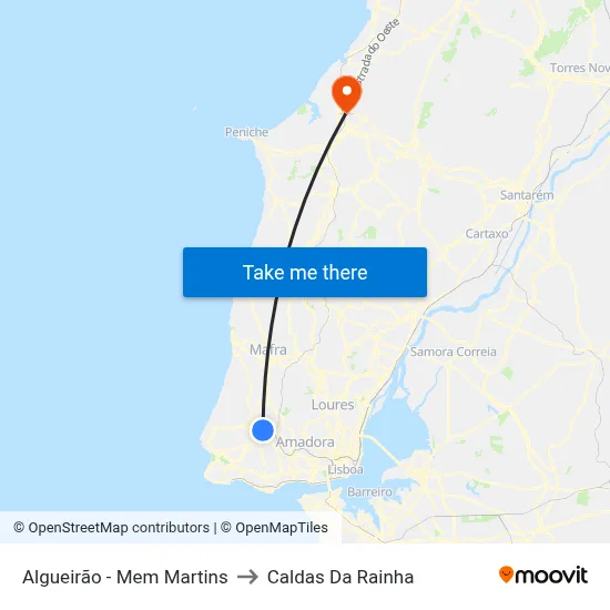 Algueirão - Mem Martins to Caldas Da Rainha map