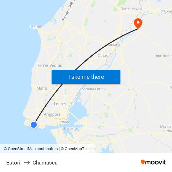 Estoril to Chamusca map