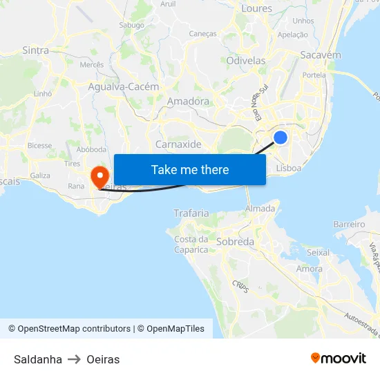 Saldanha to Oeiras map