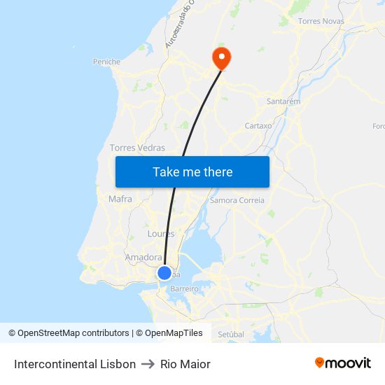 Intercontinental Lisbon to Rio Maior map