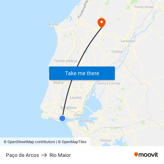 Paço de Arcos to Rio Maior map