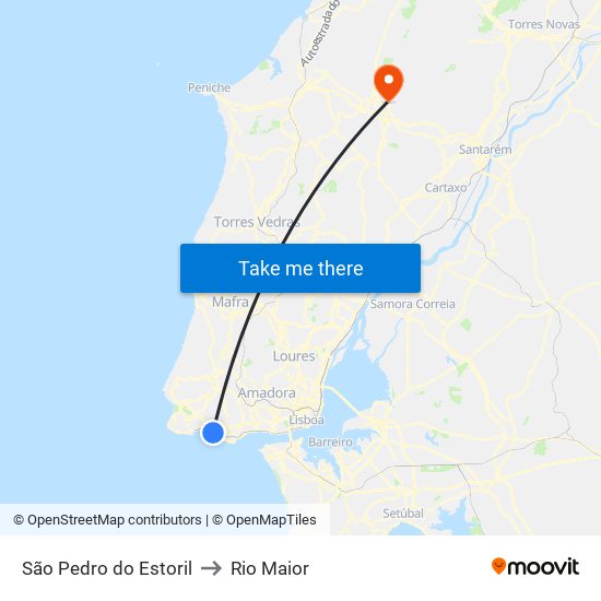 São Pedro do Estoril to Rio Maior map