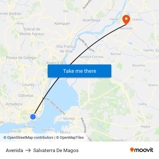 Avenida to Salvaterra De Magos map