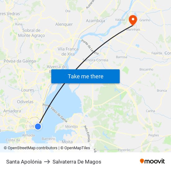 Santa Apolónia to Salvaterra De Magos map