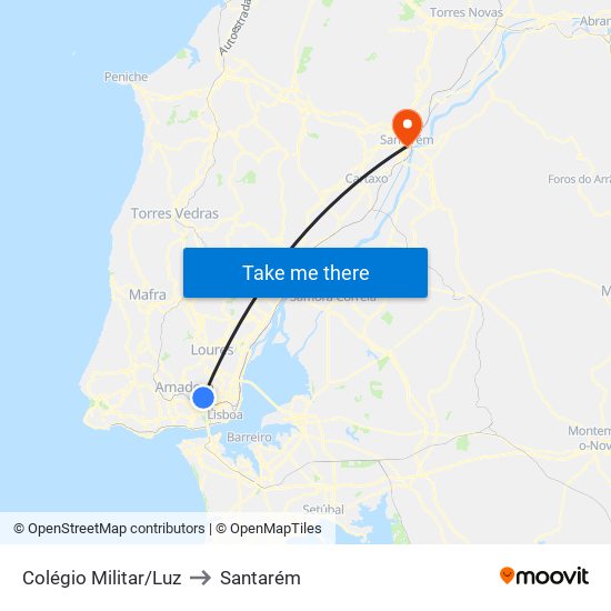 Colégio Militar/Luz to Santarém map