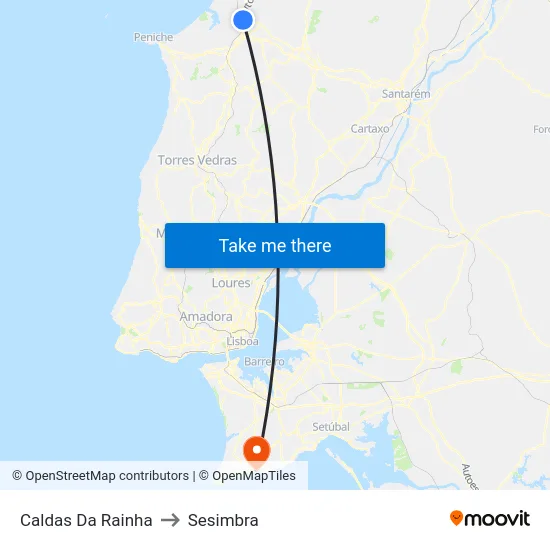 Caldas Da Rainha to Sesimbra map