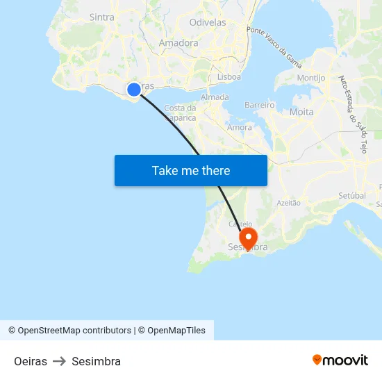 Oeiras to Sesimbra map