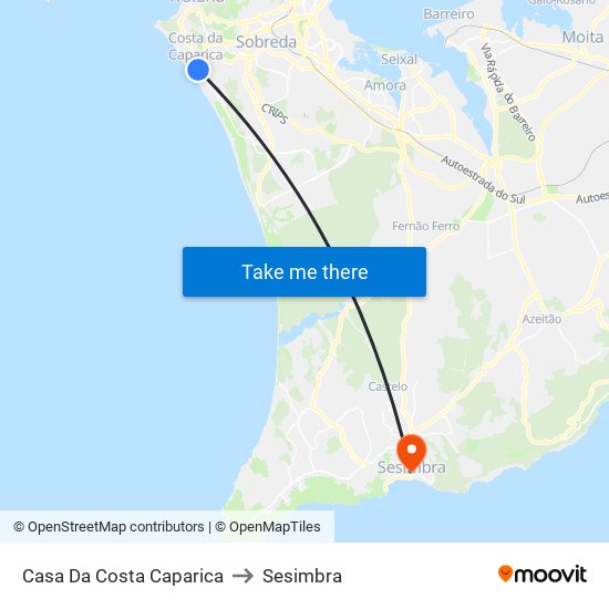 Casa Da Costa Caparica to Sesimbra map