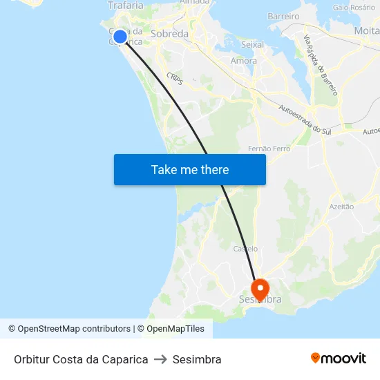 Orbitur Costa Da Caparica to Sesimbra map
