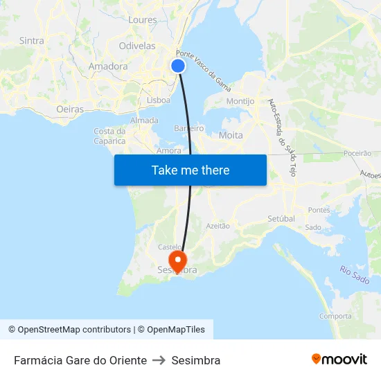 Farmácia Gare do Oriente to Sesimbra map