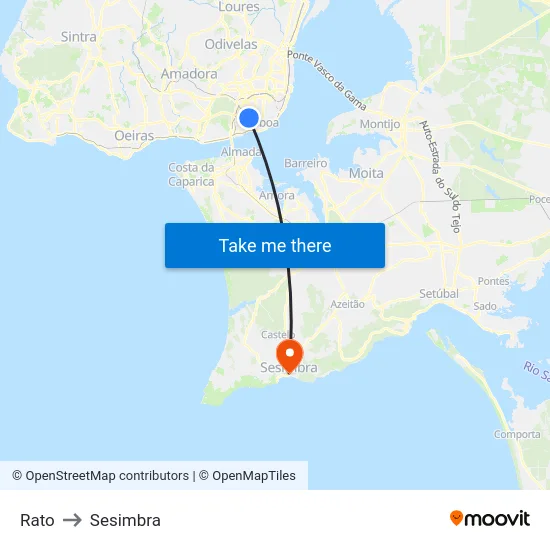 Rato to Sesimbra map