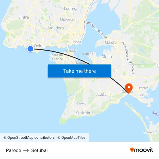Parede to Setúbal map