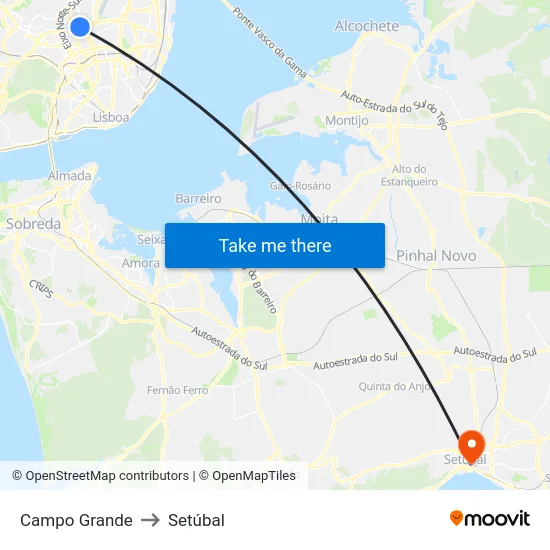 Campo Grande to Setúbal map