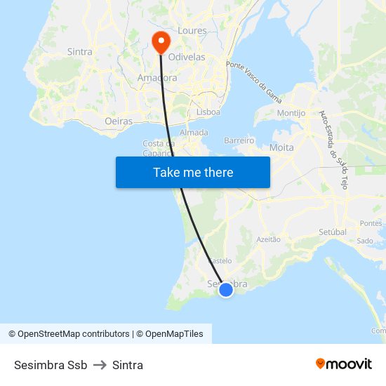 Sesimbra Ssb to Sintra map