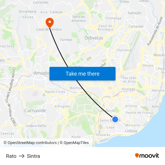 Rato to Sintra map