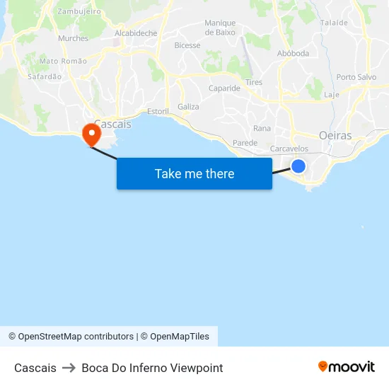Cascais to Boca Do Inferno Viewpoint map