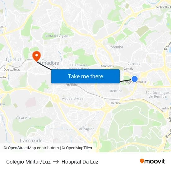Colégio Militar/Luz to Hospital Da Luz map