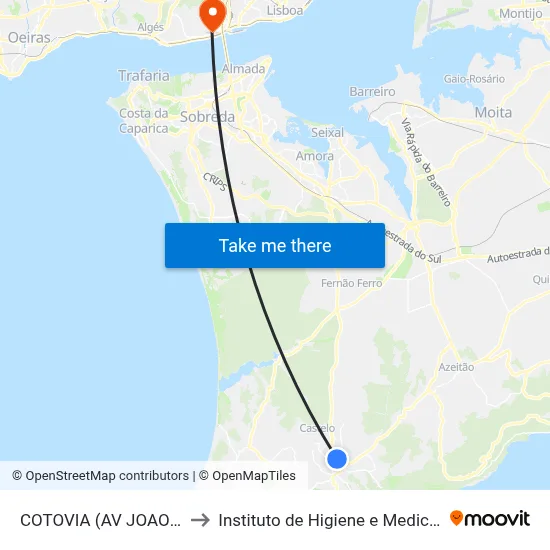 COTOVIA (AV JOAO PAULO II) CENTRO to Instituto de Higiene e Medicina Tropical (IHMT-NOVA) map