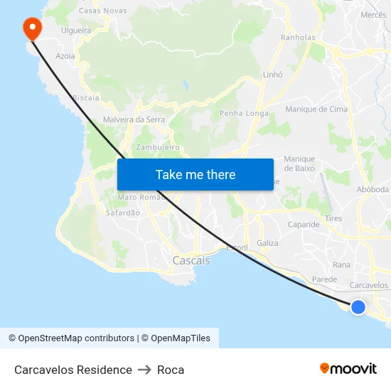 Carcavelos Residence to Roca map