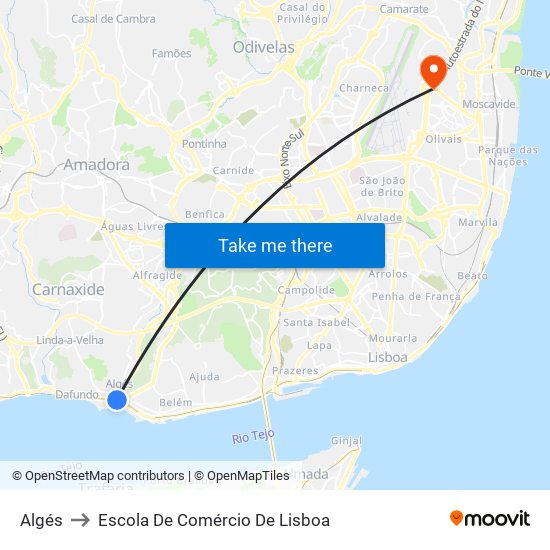 Algés to Escola De Comércio De Lisboa map