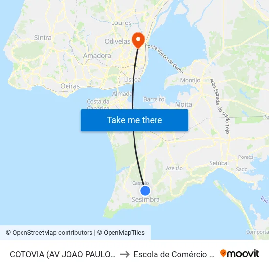 COTOVIA (AV JOAO PAULO II) CENTRO to Escola de Comércio de Lisboa map