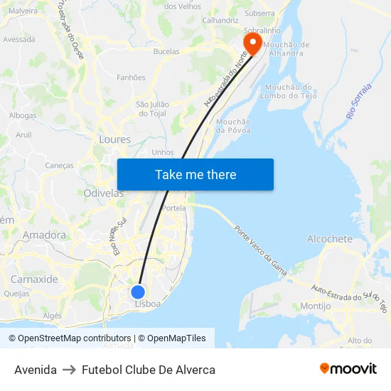 Avenida to Futebol Clube De Alverca map
