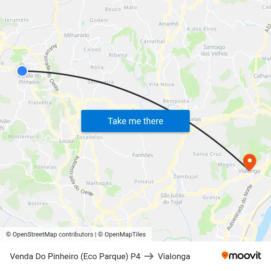 Venda Do Pinheiro (Eco Parque) P4 to Vialonga map