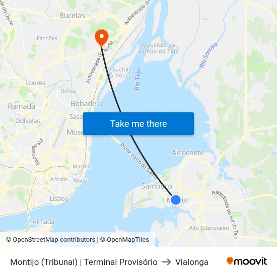 Montijo (Tribunal) | Terminal Provisório to Vialonga map