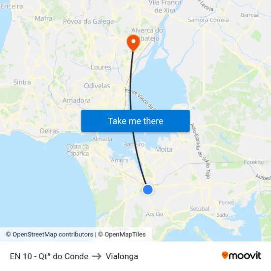 EN 10 - Qtª do Conde to Vialonga map