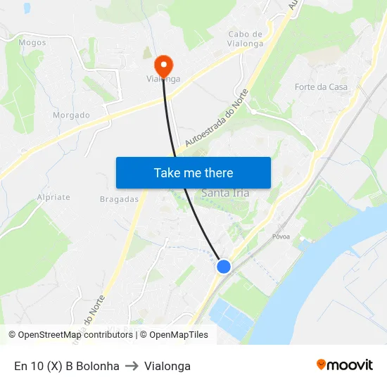 En 10 (X) B Bolonha to Vialonga map