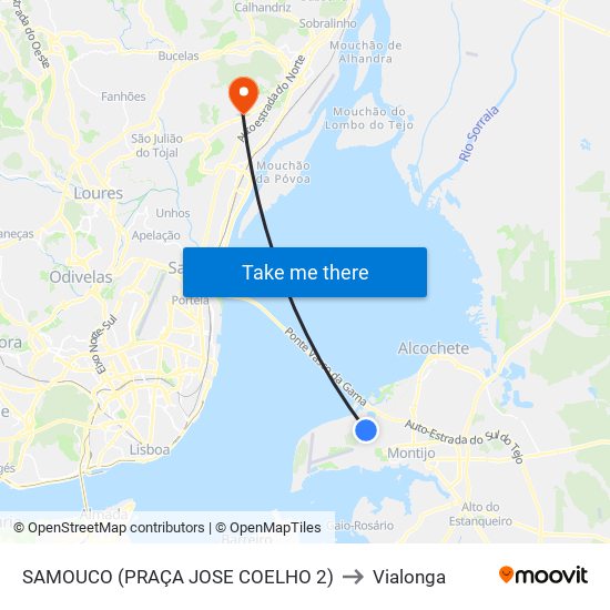 SAMOUCO (PRAÇA JOSE COELHO 2) to Vialonga map