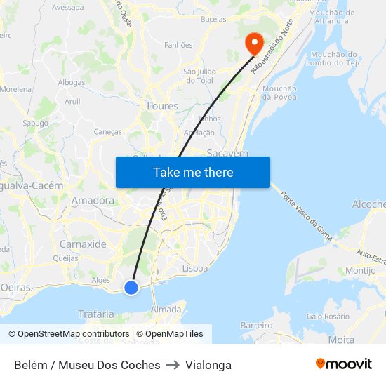 Belém / Museu Dos Coches to Vialonga map